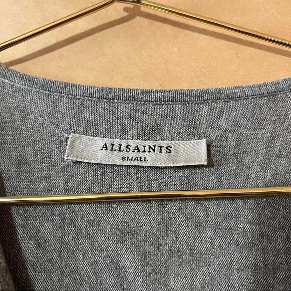 AllSaints | Itat Shrug Convertible Twist Sweater Cardigan Grey Cotton Size S - Picture 4 of 11
